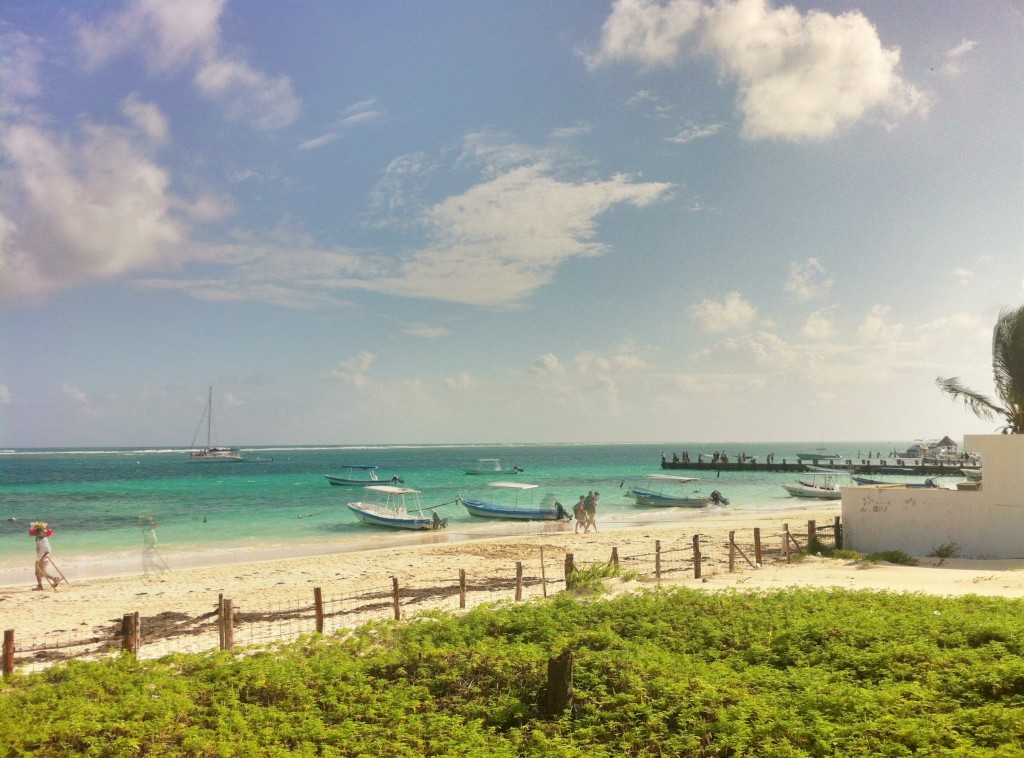 The fishing boats near the pier in Puerto Morelos, Mexico (2013).